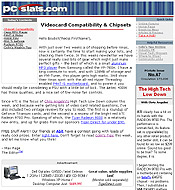 PCSTATS Newsletter - Videocard Compatibility & Chipsets 