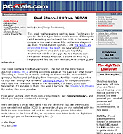 PCSTATS Newsletter - Dual Channel DDR vs. RDRAM