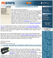 PCSTATS Newsletter - Corsair Rocks the Memory World!