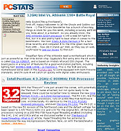 PCSTATS Newsletter - 3.2GHz Intel Vs. Athlon64 3200+ Battle Royal
