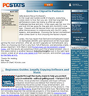 PCSTATS Newsletter - Quick New Chipset for Pentium 4