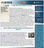 PCSTATS Newsletter - 3.4GHz 'Prescott' Pentium4 on its way