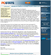 PCSTATS Newsletter - Albatron's GeForce 6800GT NV40 Videocard