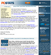 PCSTATS Newsletter - Linux Part 3 and New Hardware Reviews 