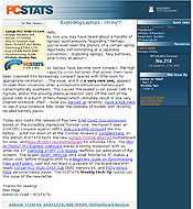 PCSTATS Newsletter - Exploding Laptops... Oh my!?